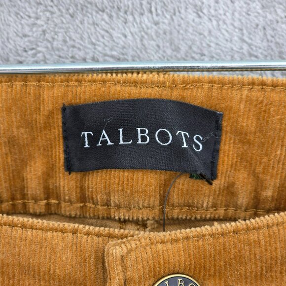 Talbots Corduroy Pants 2 Camel Brown High Waist Straight Leg Cotton Stretch New - Picture 2 of 11